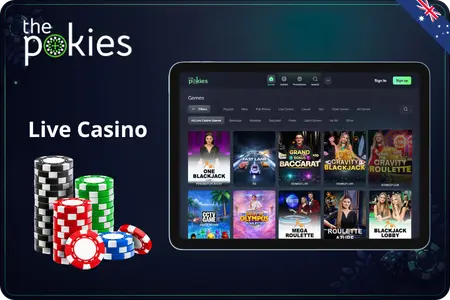 Thepokies 115 live casino section streams